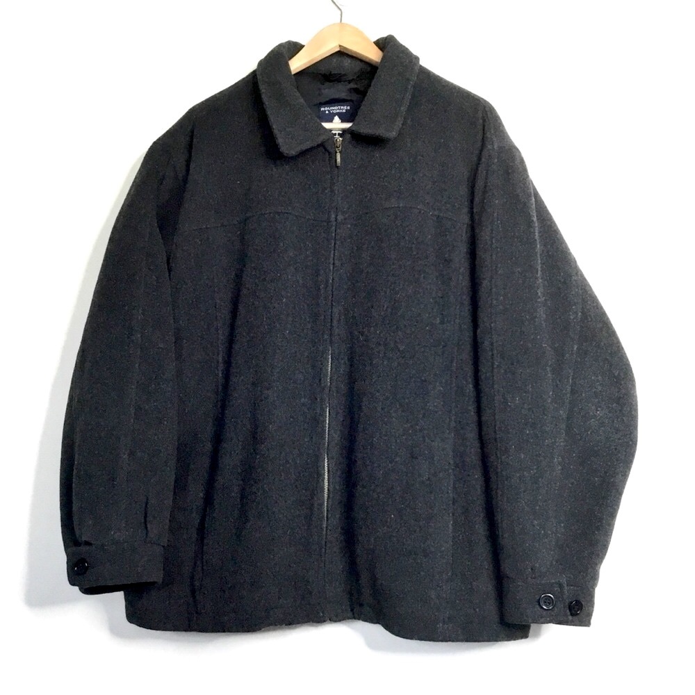 Roundtree & Yorke Charcoal Gray Insulated Zip-Up Wool Winter Coat XL